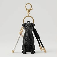 犬（ジャックラッセルテリア）のキーホルダー ミニチュア シルクブラック