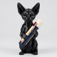 猫（デボンレックス）の3Dプリント リップケース シルクブラック キーホルダー