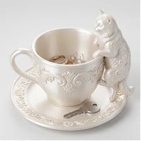 猫（ラグドール）のアクセサリートレイ 小物入れ シルクホワイト