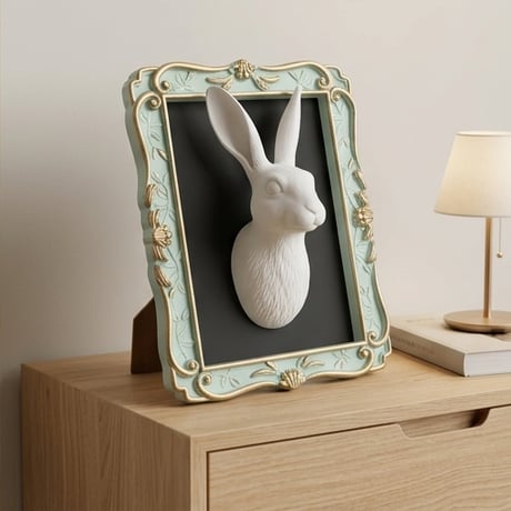 うさぎ（ベルジアンヘア）の壁掛けレリーフ 3Dプリント 白PLA インテリア