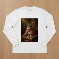 うさぎ長袖Tシャツ ルネサンス風カラーアート ホワイト 男女兼用