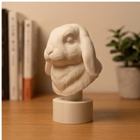 うさぎ（ホーランドロップ）の3Dプリント胸像 白PLA 彫刻 置物 インテリア