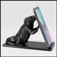 イグアナ（サイイグアナ）のスマホスタンド 卓上 シルクブラック