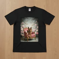 ジャーマンシェパード半袖Tシャツ ロココ調シャビーピンク ブラック 男女兼用