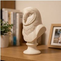 メンフクロウの3Dプリント胸像 白PLA 彫刻 置物 インテリア