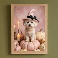 犬（ビションフリーゼ）のハロウィン限定アート A4額装インテリア壁掛け