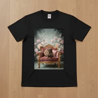 デグー半袖Tシャツ ロココ調シャビーピンク ブラック 男女兼用