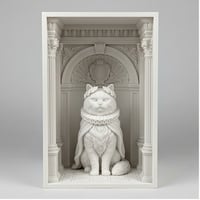 猫（ヒマラヤン）の3Dプリント ブックヌーク 白PLA 本棚インテリア