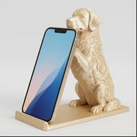 犬（バーニーズマウンテンドッグ）のスマホスタンド 卓上 シルクゴールド