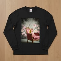 カナリア長袖Tシャツ ロココ調シャビーピンク ブラック 男女兼用