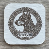 犬（ドーベルマン）の紋章コースター 4枚セット アンティーク調（珪藻土配合）