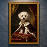 犬（ビションフリーゼ）のルネサンス風肖像画 A4金縁額装インテリア壁掛け