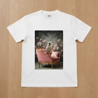 インコ（キバタン）半袖Tシャツ ロココ調シャビーピンク ホワイト 男女兼用
