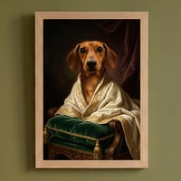 犬（ミニチュアダックスフンド）のルネサンス風肖像画 A4額装インテリア壁掛け