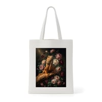 イグアナ（レッドイグアナ）トートバッグ 花の油絵風アート キャンバス地