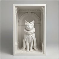 猫（シンガプーラ）の3Dプリント ブックヌーク 白PLA 本棚インテリア