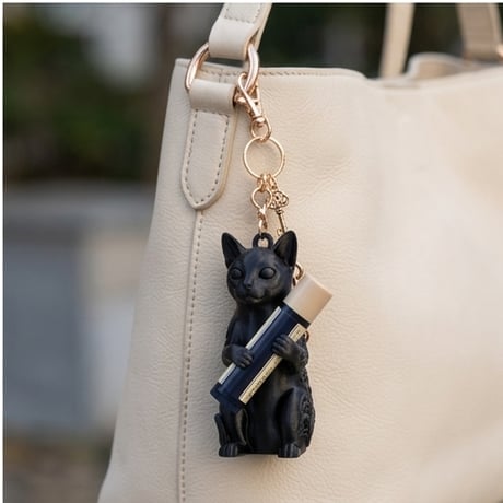 猫（シンガプーラ）の3Dプリント リップケース シルクブラック キーホルダー