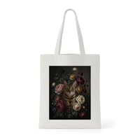猫（オシキャット）トートバッグ 花の油絵風アート キャンバス地