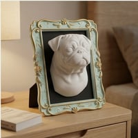 犬（パグ）の壁掛けレリーフ 3Dプリント 白PLA インテリア