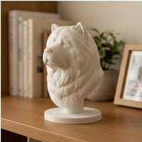 犬（チャウチャウ）の3Dプリント胸像 白PLA 彫刻 置物 インテリア