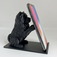 犬（チャウチャウ）のスマホスタンド 卓上 シルクブラック