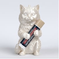 猫（チンチラペルシャ）の3Dプリント リップケース シルクホワイト キーホルダー