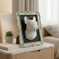 犬（フレンチブルドッグ）の壁掛けレリーフ 3Dプリント 白PLA インテリア