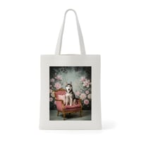 犬（シベリアンハスキー）トートバッグ ロココ調シャビーピンク キャンバス地
