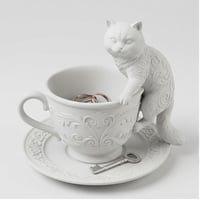 猫（チンチラペルシャ）のアクセサリートレイ 小物入れ マットホワイト