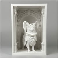 犬（パピヨン）の3Dプリント ブックヌーク 白PLA 本棚インテリア
