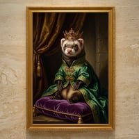 うさぎ（シルバーマーチン）のルネサンス風肖像画 A3額装インテリア壁掛け