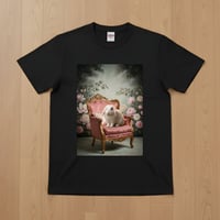 イングリッシュアンゴラ半袖Tシャツ ロココ調シャビーピンク ブラック 男女兼用