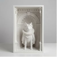 犬（柴犬）の3Dプリント ブックヌーク 白PLA 本棚インテリア