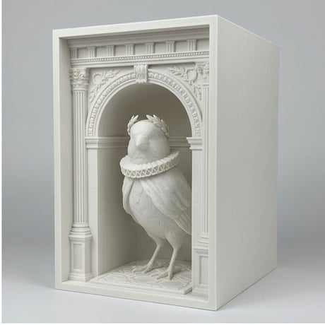 カナリアの3Dプリント ブックヌーク 白PLA 本棚インテリア
