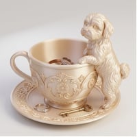 犬（マルチーズ）のアクセサリートレイ 小物入れ シルクゴールド