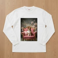 シェットランドシープドッグ長袖Tシャツ ロココ調アート ホワイト 男女兼用