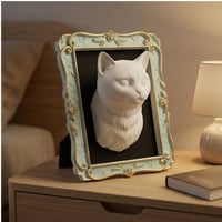 ブリティッシュショートヘアの壁掛けレリーフ 3Dプリント 白PLA インテリア