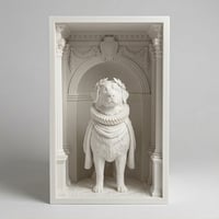 バーニーズマウンテンドッグのブックヌーク 3Dプリント 白PLA 本棚インテリア