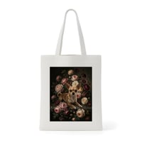 犬（チワワ）トートバッグ 花の油絵風アート キャンバス地
