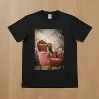 インコ（ダルマインコ）半袖Tシャツ ロココ調シャビーピンク ブラック 男女兼用