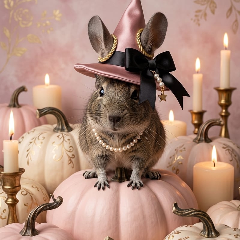 デグーのハロウィン限定アート A4金縁額装インテリア壁掛け | うちの子