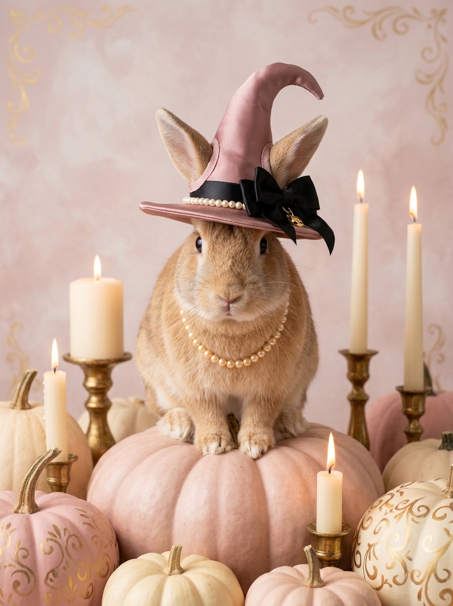 うさぎ（フレミッシュジャイアント）のハロウィン限定アート A4額装