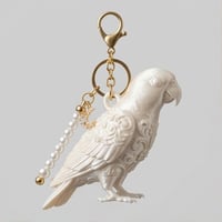 インコ（アカハラインコ）のキーホルダー ミニチュア シルクホワイト