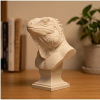 イグアナ（レッドイグアナ）の3Dプリント胸像 白PLA 彫刻 置物 インテリア