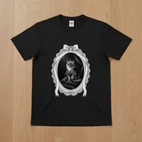 猫（ヒマラヤン）半袖Tシャツ ルネサンス風モノクロアート ブラック 男女兼用