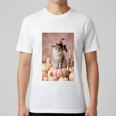 ノルウェージャンフォレストキャットTシャツ ハロウィン限定アート ホワイト