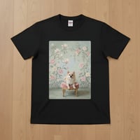 犬（ポメラニアン）半袖Tシャツ ロココ調シャビーピンク ブラック 男女兼用