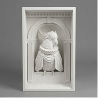 インコ（キバタン）の3Dプリント ブックヌーク 白PLA 本棚インテリア