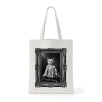 猫（セルカークレックス）トートバッグ ルネサンス風モノクロアート 額縁デザイン