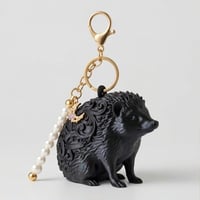 ハリネズミのキーホルダー ミニチュア シルクブラック